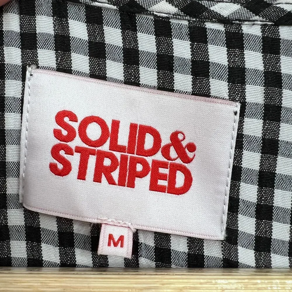 NEW SOLID AND STRIPED BLACK WHITE GINGHAM PRINT CUTOUT KNEE LENGTH DRESS MEDIUM